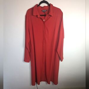 22 NWT Capsule Classic Red Midi Shirt Dress